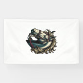 Vintage-Stich Pferdekopf-Vektor Banner (Horizontal)