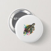 Vintage-Stich-Schildkröte-Farbsplash-Shirt_1 Button (Vorne & Hinten)