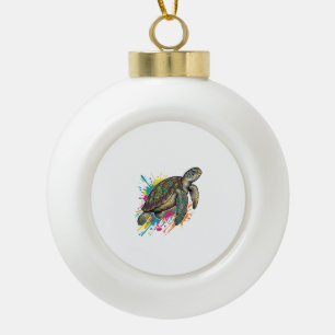 Vintage-Stich-Schildkröte-Farbsplash-Shirt_1 Keramik Kugel-Ornament