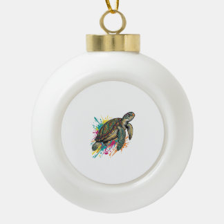 Vintage-Stich-Schildkröte-Farbsplash-Shirt_1 Keramik Kugel-Ornament
