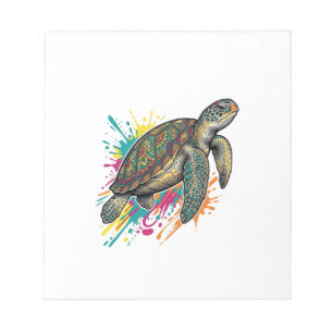 Vintage-Stich-Schildkröte-Farbsplash-Shirt_1 Notizblock