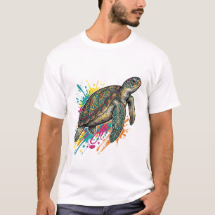 Vintage-Stich-Schildkröte-Farbsplash-Shirt_1 T-Shirt