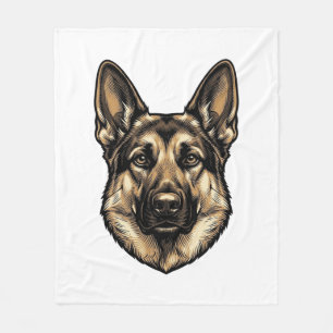 Vintage-Stich-Shepherd-Hund-Vektordesign_1 Fleecedecke