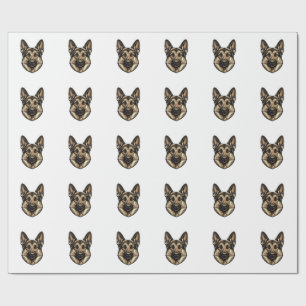 Vintage-Stich-Shepherd-Hund-Vektordesign_1 Geschenkpapier
