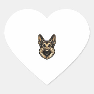 Vintage-Stich-Shepherd-Hund-Vektordesign_1 Herz-Aufkleber