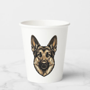 Vintage-Stich-Shepherd-Hund-Vektordesign_1 Pappbecher