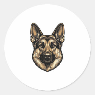 Vintage-Stich-Shepherd-Hund-Vektordesign_1 Runder Aufkleber