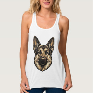 Vintage-Stich-Shepherd-Hund-Vektordesign_1 Tank Top