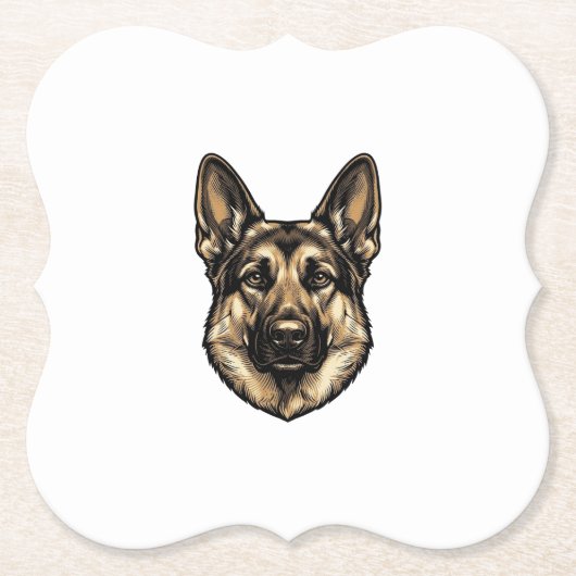 Vintage-Stich-Shepherd-Hund-Vektordesign_1 Untersetzer (Vorderseite)