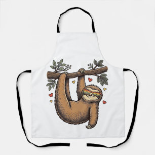 Vintage-Stich Sloth Herz Regenbogen-Shirt-Design Schürze