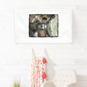 Vintage-Stich überraschte bärtige Porträt-Design Banner (Insitu)
