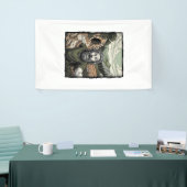 Vintage-Stich überraschte bärtige Porträt-Design Banner (Messeveranstaltung)