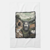 Vintage-Stich überraschte bärtige Porträt-Design Geschirrtuch (Vertikal)