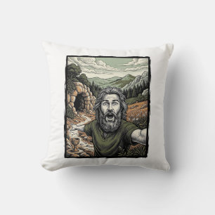 Vintage-Stich überraschte bärtige Porträt-Design Kissen
