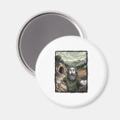 Vintage-Stich überraschte bärtige Porträt-Design Magnet (Vorderseite/Rückseite)