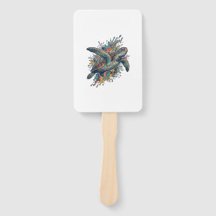 Vintage-Stichillustration Meeresschildkröte Splash Fächer