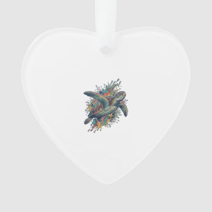 Vintage-Stichillustration Meeresschildkröte Splash Ornament