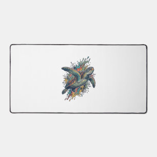 Vintage-Stichillustration Meeresschildkröte Splash Schreibtischunterlage
