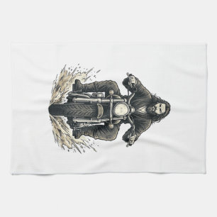 Vintage-Stichmotorradfahrer-Vektor-Design_1 Geschirrtuch