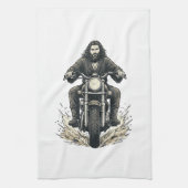 Vintage-Stichmotorradfahrer-Vektor-Design_1 Geschirrtuch (Vertikal)