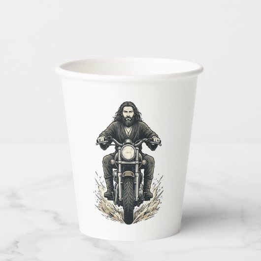 Vintage-Stichmotorradfahrer-Vektor-Design_1 Pappbecher (Vorderseite)