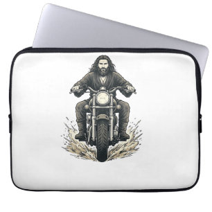 Vintage-Stichmotorradfahrer-Vektordesign_1 Laptopschutzhülle
