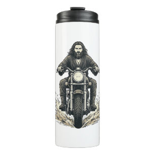 Vintage-Stichmotorradfahrer-Vektordesign_1 Thermosbecher