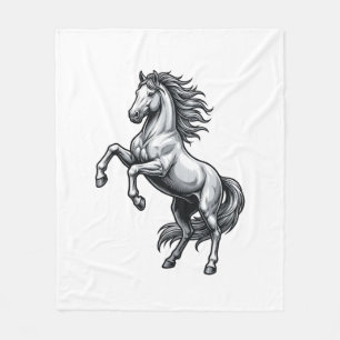 Vintage-Stichzeichnung Aufbäumendes Pferd Vektor-D Fleecedecke
