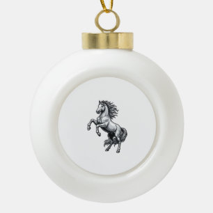 Vintage-Stichzeichnung Aufbäumendes Pferd Vektor-D Keramik Kugel-Ornament