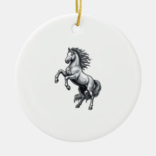 Vintage-Stichzeichnung Aufbäumendes Pferd Vektor-D Keramik Ornament