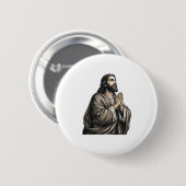 Vintage-Stichzeichnung betender Mann religiöses He Button (Vorne & Hinten)