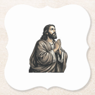 Vintage-Stichzeichnung betender Mann religiöses Sh Untersetzer