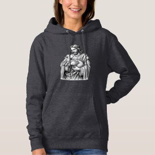 Vintage-Stichzeichnung Hirte mit Lamm Vektor Des Hoodie