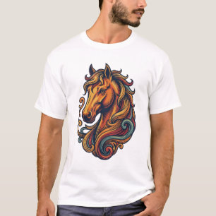 Vintage-Stichzeichnung Pferdekopf Vektor Kunst Des T-Shirt
