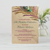 Vintage Stickerei Pfau Fether Geburtstagsparty Einladung (Stehend Vorderseite)