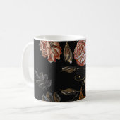 Vintage Stickerei: Rose auf schwarz. Kaffeetasse (Vorderseite Links)