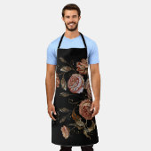 Vintage Stickerei: Rose auf schwarz. Schürze (Getragen)