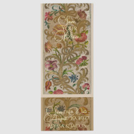 Vintage Stickerei - Save-the-Date-Lesezeichen-Tick