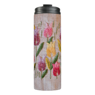 Vintage Stickerei Thermosbecher