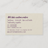 Vintage Stickerei Visitenkarte (Rückseite)