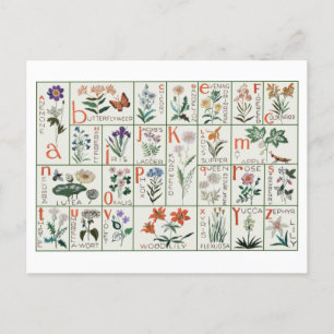 Vintage Stickmustertücher WILDBLUMEN Postkarte