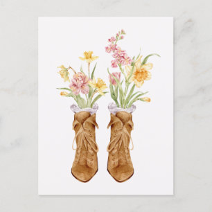 Vintage-Stiefel Blumenstrauß Postkarte