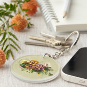 Vintage Stiefmütterchen bemalt Bouquet Schlüsselanhänger (Vorderseite rechts)