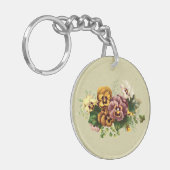 Vintage Stiefmütterchen bemalt Bouquet Schlüsselanhänger (Vorderseite links)