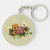 Vintage Stiefmütterchen bemalt Bouquet Schlüsselanhänger (Rückseite)