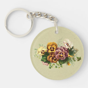 Vintage Stiefmütterchen bemalt Bouquet Schlüsselanhänger