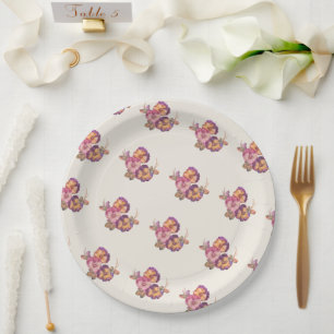 Vintage Stiefmütterchen Blumen Papier Teller Gar