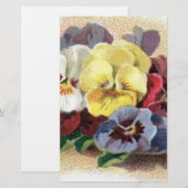 Vintage Stiefmütterchen Blumenbeete Briefpapier (Vorne/Hinten)