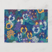 Vintage-Stiefmütterchen-Blumenmuster | Blaues Cott Postkarte (Vorderseite)