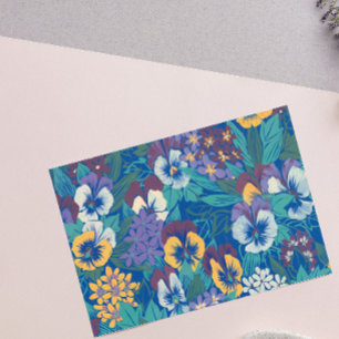 Vintage-Stiefmütterchen-Blumenmuster Blaues Cott Rechteckiger Aufkleber